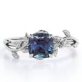 thumbnail image 1 of JeenMata Anillo de Compromiso Inspirado en la Naturaleza con Alejandrita de 1 Quilate Creada en Laboratorio con Corte en Forma de Cojín Engaste de 4 Puntas, Baño de Oro Blanco de 18 K sobre Plata, 1 of 6