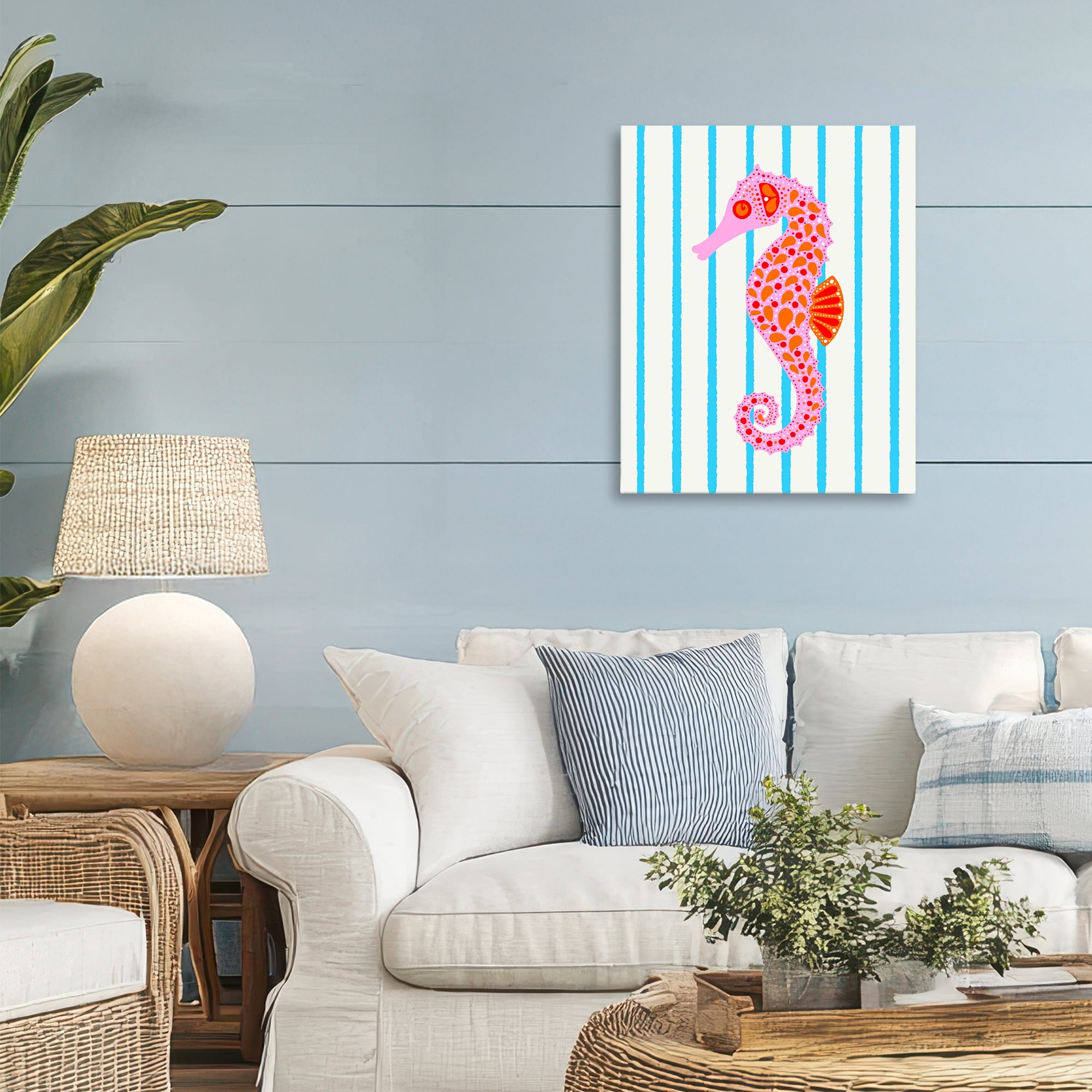 Stupell Industries Boho Seahorse on Stripes Canvas Wall Art, design by Indira Prieto | IndySign