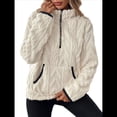 thumbnail image 1 of Suéter de Larga con Cremallera de un Cuarto para Mujer, Sudadera de Forro con Capucha, Sudaderas con Solapa, Suéteres Cálidos con Bolsillos. XXL, 1 of 9