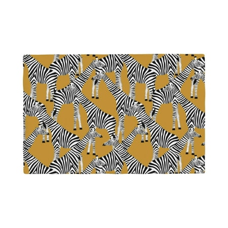 

Placemats Set of 4 funny zebra yellow cute Heat Resistant Non - Slip Place mats Waterproof table mat for Kitchen Dining-4片装
