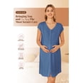 thumbnail image 5 of Ekouaer Labor Gown Maternity Nightgown Nightshirt Nightdress Short Sleeve Nursing Sleepshirt Labor Delivery Gowns Dark Blue, 5 of 6
