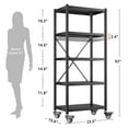 thumbnail image 3 of TiaGOC Storage Shelves for Storage with Wheels 1160LBS Heavy Duty Metal Shelving Unit Rolling Adjustable 5-Tier Pantry Shelves Kitchen Shelves Garage Shelving Utility Rack 2 Pack, 3 of 6