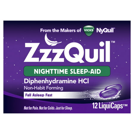 Vicks ZzzQuil Nighttime Sleep Aid, Non-Habit Forming, Fall Asleep Fast and Wake Refreshed, 12 Count (Best Sleep Medication To Stay Asleep)