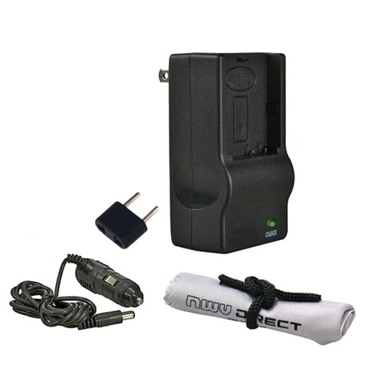 Off Camera Rapid Charger For JVC BN-VF800 Series Battery (Alternative For JVC AA-VF8US) + Nwv Direct Microfiber Cleaning Cloth.