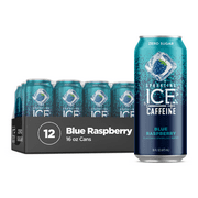 Sparkling Ice +Caffeine Zero Sugar Flavored Sparkling Water, Blue Raspberry Sparkling Water, 16 Fl Oz Can