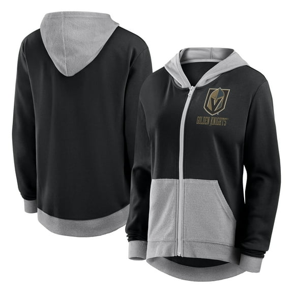 Women's Logo Athletic Black Vegas Golden Knights Hit It French Terry Full-Zip Hoodie