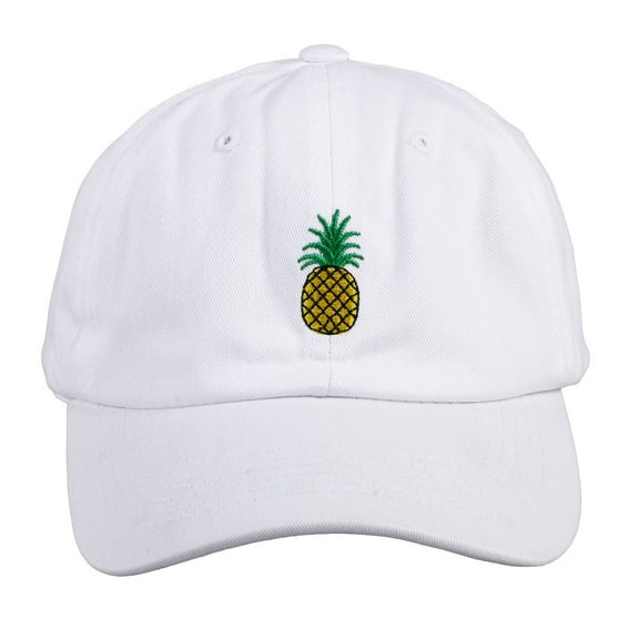 Soimiss Unisex White Pineapple Baseball Hat Soft Low Profile Sun Hat for Outdoor Activities