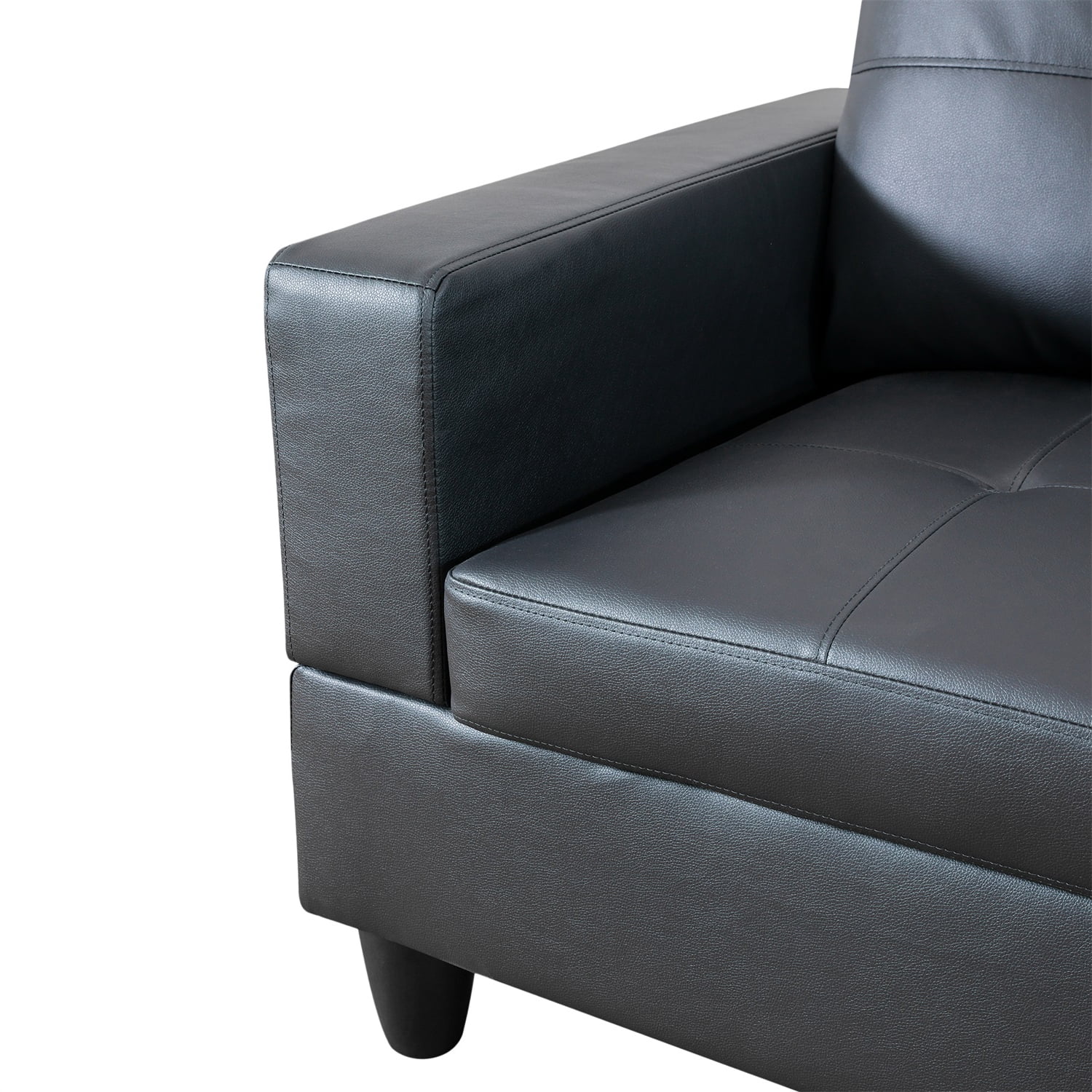 Hommoo 2-Piece Faux Leather Sofa Set, Living Room Furniture Set, L-Shaped Sectional Sofa Couches for Living Room, Black