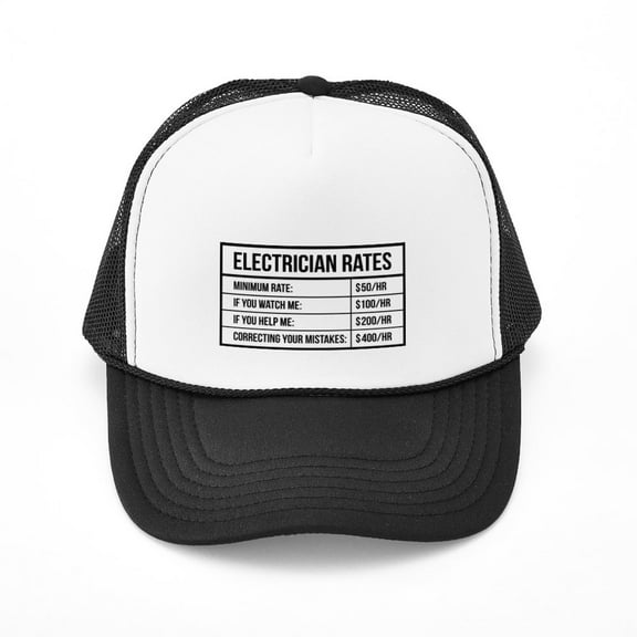 CafePress - Electrician Rates - Adjustable Unisex Printed Trucker Hat with Mesh Back
