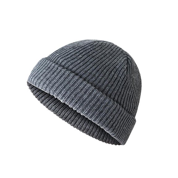 OADUKQ Knit Skull, Acrylic Beanie Hat with Double-Cuffed Brim, Cold Weather Commuting and Outdoor Recreation, Dark Gray