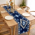 thumbnail image 3 of Blue Boho Table Runner - 36 Inch Long, Kitchen Dining Table Runner Dresser Scarves, Farmhouse Neutral Abstract Geometric Motifs Farmhouse Decor for Coffee Tables Wedding Party Banquet, 3 of 8