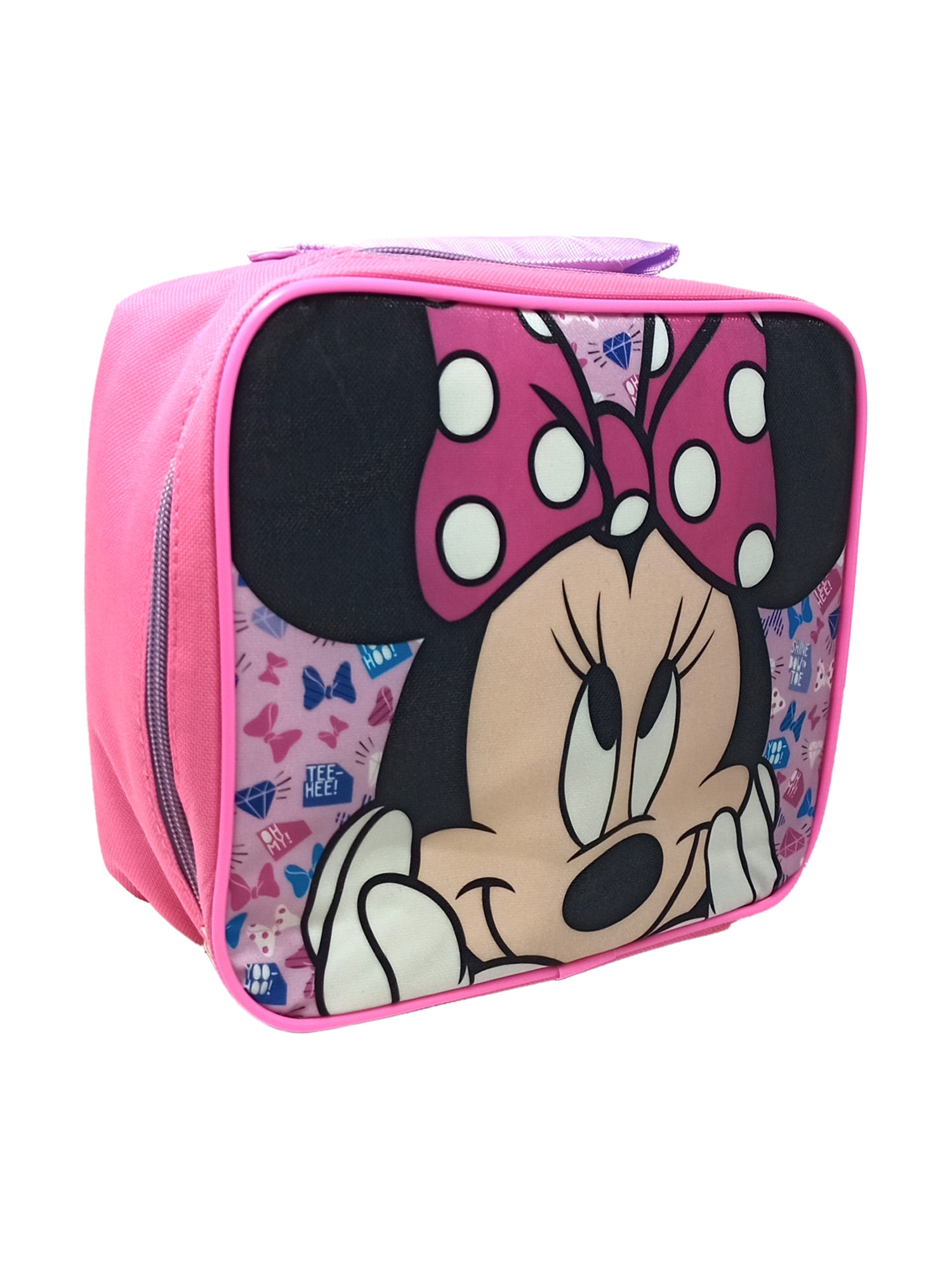 Minnie Mouse Insulated Lunch Bag Pink w/ Yellow Disney Drawstring