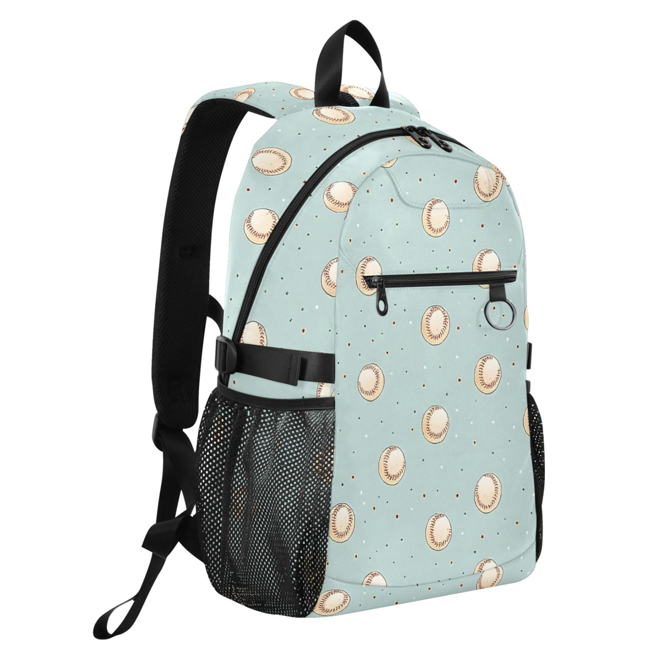 JIALIOU 14" Laptop Backpack Waterproof Airline Approved Stylish Casual Daypack for Travel Business College Work, Cute Little Baseballs