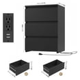thumbnail image 3 of Black Nightstand with Charging Station, 26" Nightstand with USB Ports, 3 Drawer Bedside Table, 3 of 7