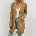 thumbnail image 3 of Odeerbi Winter Long Cardigan Sweaters For Women Fall Cable Knit Sweater New 2025 Casual Dough Twists Sweater Button Coat Khaki, 3 of 5