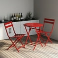 thumbnail image 3 of Gzxs Outdoor Patio Bistro Set, Folding Round Table and Chairs Set, 3 Piece Foldable Garden Furniture Set, Space Saving Design, Red, 3 of 6
