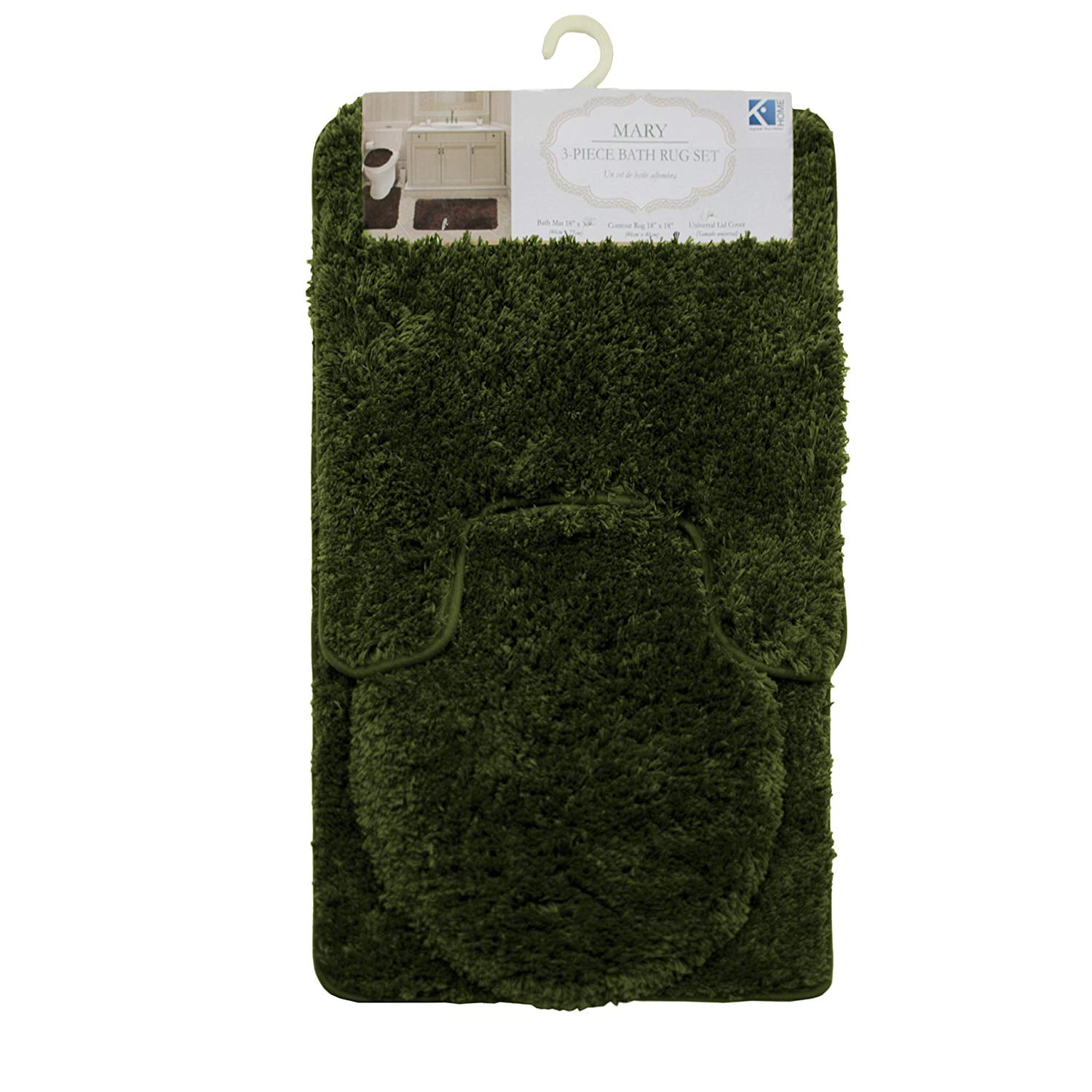 3PC BATHROOM SET RUG CONTOUR MAT TOILET LID COVER SOLID COLOR BATHMAT MARY - Picture 54 of 66