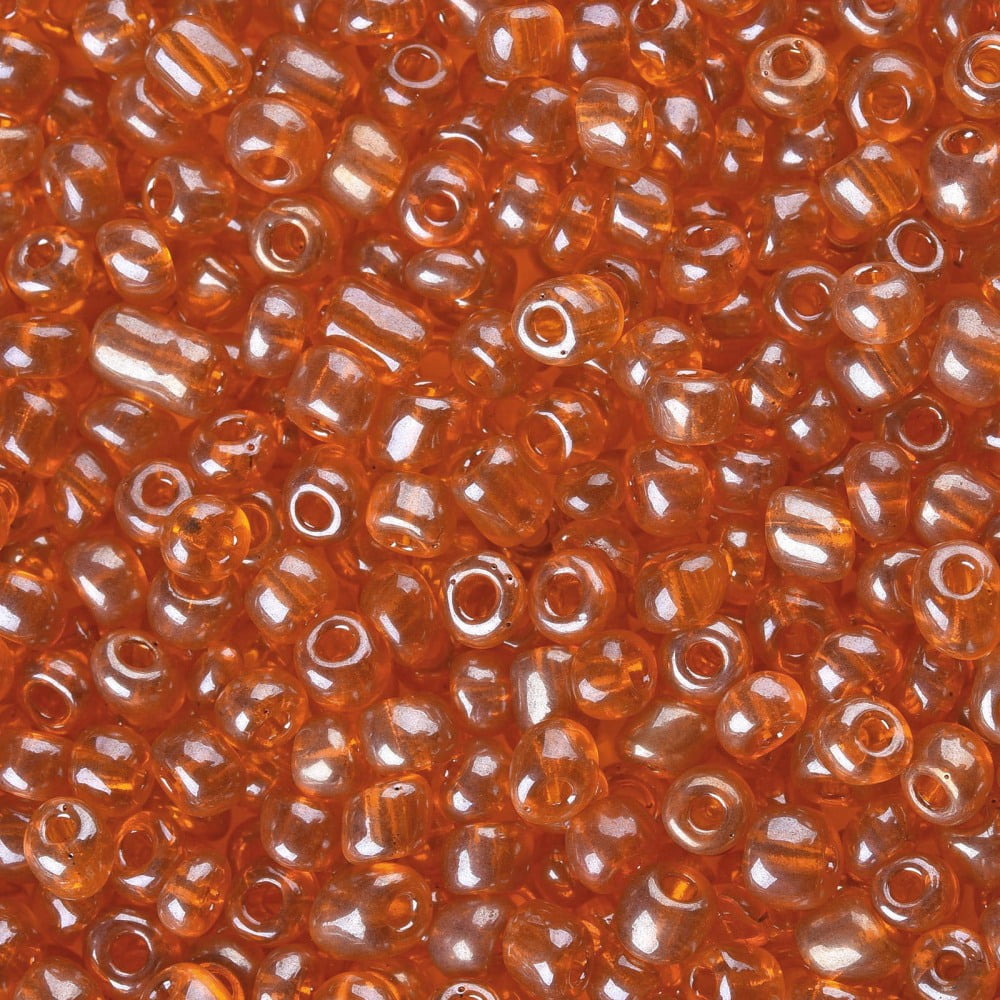 1Pound Glass Seed Beads Trans. Colours Lustered Round Dark Orange 4mm Hole: 1.5mm about 4500pcs/pound