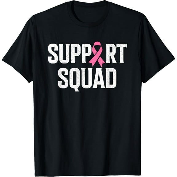 Breast Cancer Warrior Support Squad Breast Cancer Awareness T-Shirt100% cotton short-sleeved shirt for both men and women