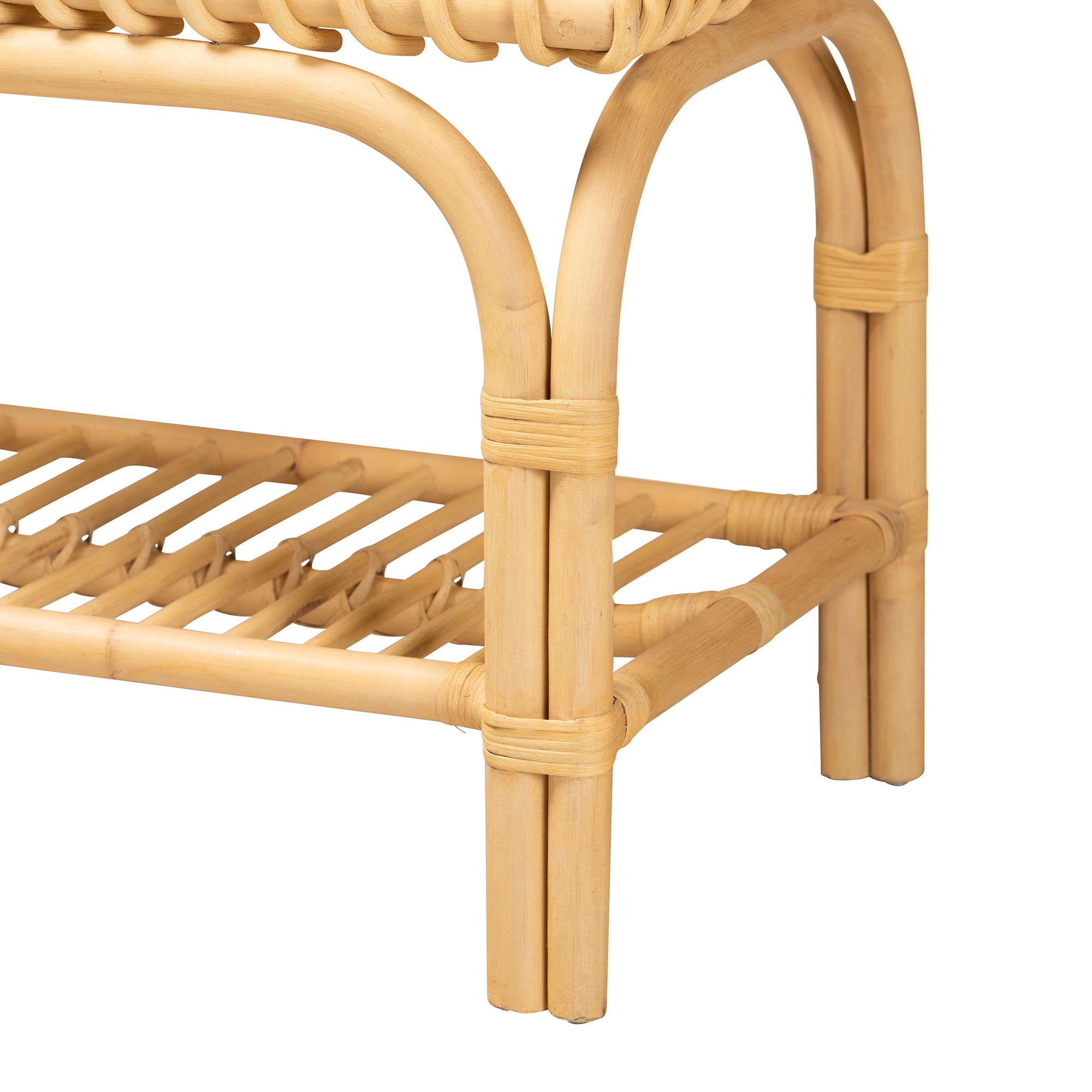 bali & pari Himari Rattan BOHO Bench, Natural Brown