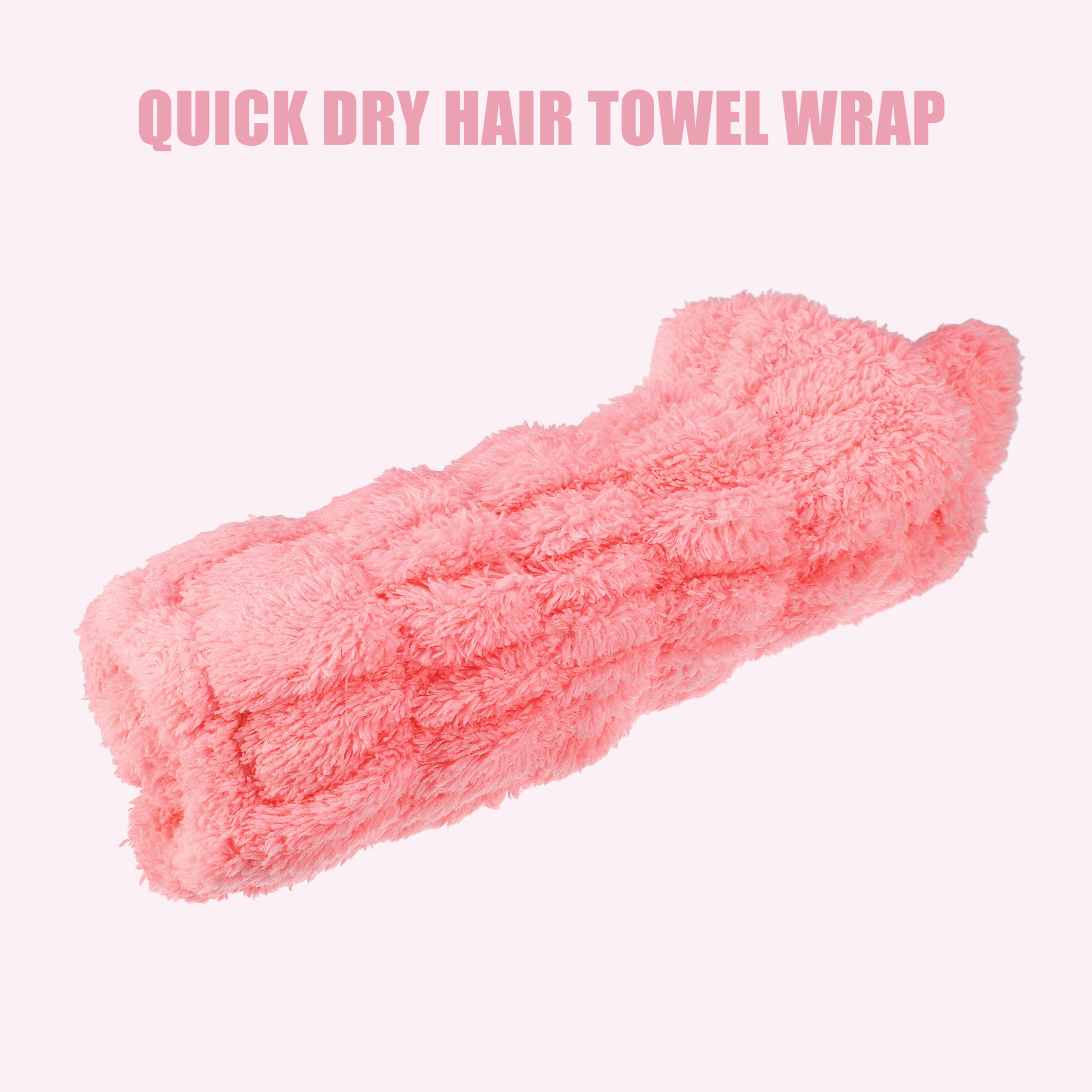 Unique Bargains Kitty Shape Cute Hair Drying Towel Dry Cap 1 Pc Pink