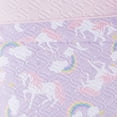 thumbnail image 2 of My World Rainbow Unicorn 100% Microfiber Polyester  4 Piece Full Quilt Set in Purple and Pink, All Season, Adult and Teen Sizes, OEKO-TEX Certified, 2 of 6