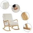 thumbnail image 3 of High Back Rocking Chair, Comfortable Accent Rocker Chair with Padded Seat and Lumbar Pillowt, Modern Nursery Glider Armchair with Solid Wood Base for Living Room Bedroom Baby Room, Off White-Teddy, 3 of 7