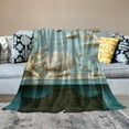 thumbnail image 5 of Creowell Blue Wooden Table Shells Starfish Flannel Blanket, Soft Warm 40*50in, 5 of 7