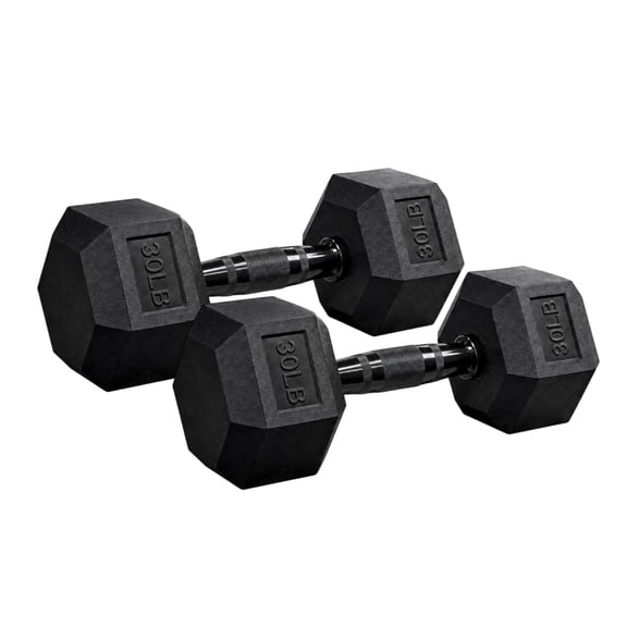 Aurorafy Hex Dumbells, Rubber Encased Strength Training Workout Weight Set, 30 lb Pair