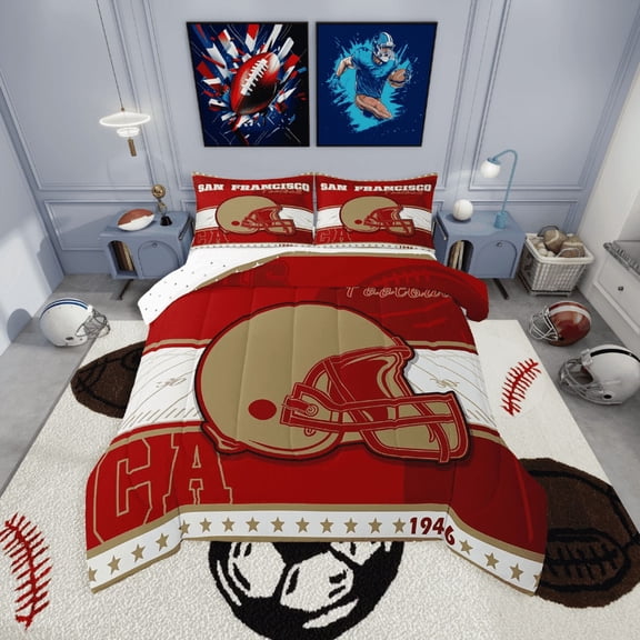 Erosebridal Football Print Bedding Twin Comforter Set,Ball Gaming Down Comforter,Sport Bedroom Decor,Reversible,Lightweight,2-Piece
