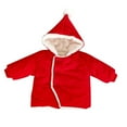 thumbnail image 2 of LFEOOST Toddler Baby Plush Soft Cotton Coats Long Sleeve Hooded Jacket with Pompom Newborns Winter Button Warm Outfits (Red, 12 Months), 2 of 3