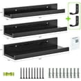 thumbnail image 2 of 16 inch Black Wood Floating Wall Shelves 3-Pack Bathroom Photo Ledge, 2 of 8