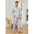 thumbnail image 2 of EK4YDNDS Mens Pajama Set, Soft Flannel PJS for Men Comfy Warm Printed Sleepwear（DINOSAUR-GREY, M）, 2 of 4