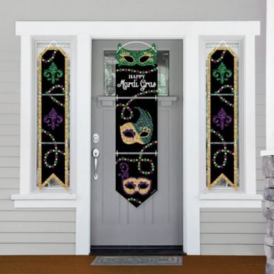 Mardi Gras Hanging Porch Front Door Signs Masquerade Party