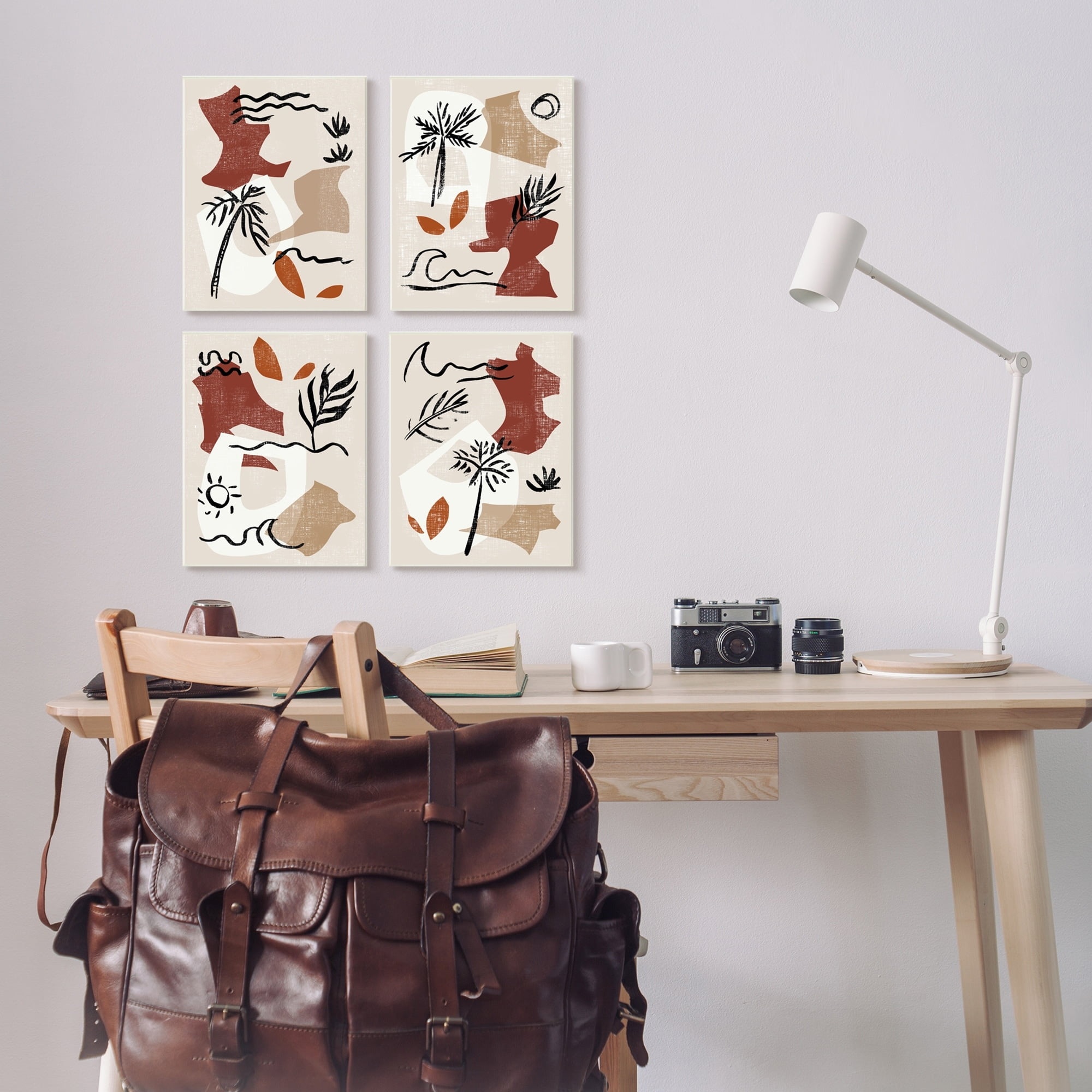 Stupell Industries Abstract Tropical Boho Shapes & Botanicals Neutral Tones Wood Wall Art, 13 x 19, Design by Melissa Wang
