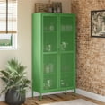 thumbnail image 2 of Novogratz Channing Tall 2 Door Storage Cabinet-Mesh Metal Locker, Kelly Green, 2 of 16