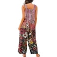 thumbnail image 4 of Women's Floral Print Overalls - Adjustable Straps Sleeveless Cotton Romper with Pockets for Summer Casual ,Pink,, 4 of 8