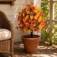 thumbnail image 5 of 2Pcs Artificial Fake Fall Petunia Plants Flowers for Outdoor Garden Decor | Red Orange Green, Fake Silk Petunias Flowers Faux Plants,UV Resistant, for Garden Porch Balcony Yard Home Autumn Decor, 5 of 8
