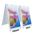 thumbnail image 2 of A-frame Sidewalk Frozen Custard 24" x 36" Double Sided A-Frame Sidewalk Sign, Includes 2 Plastic Inserts | Foldable Portable White Signicade Sandwich Board Signs, 2 of 5