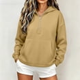 thumbnail image 2 of Women’s Half Zip Hooded Sweatshirt - Fall Long Sleeve Loose Pullover Tops - Casual Outdoor Sport Loungewear Tops with Pockets, 2 of 5