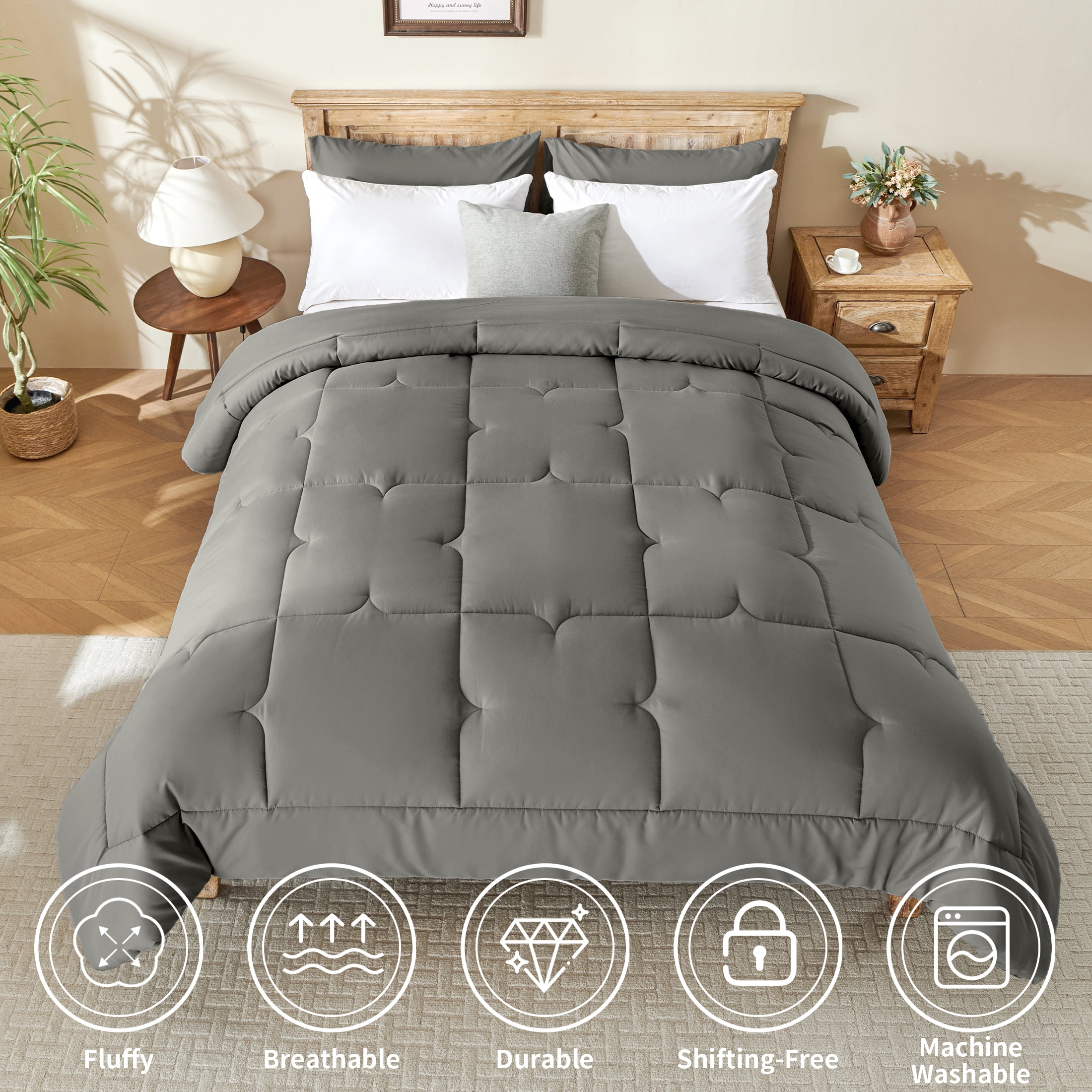 CIVETET 3-Piece Queen Comforter Set, Luxury Bed Linen - All-Season Down Alternative Bedding Bundle with 2 Pillow Shams, Premium Soft Bedding Set Machine Washable