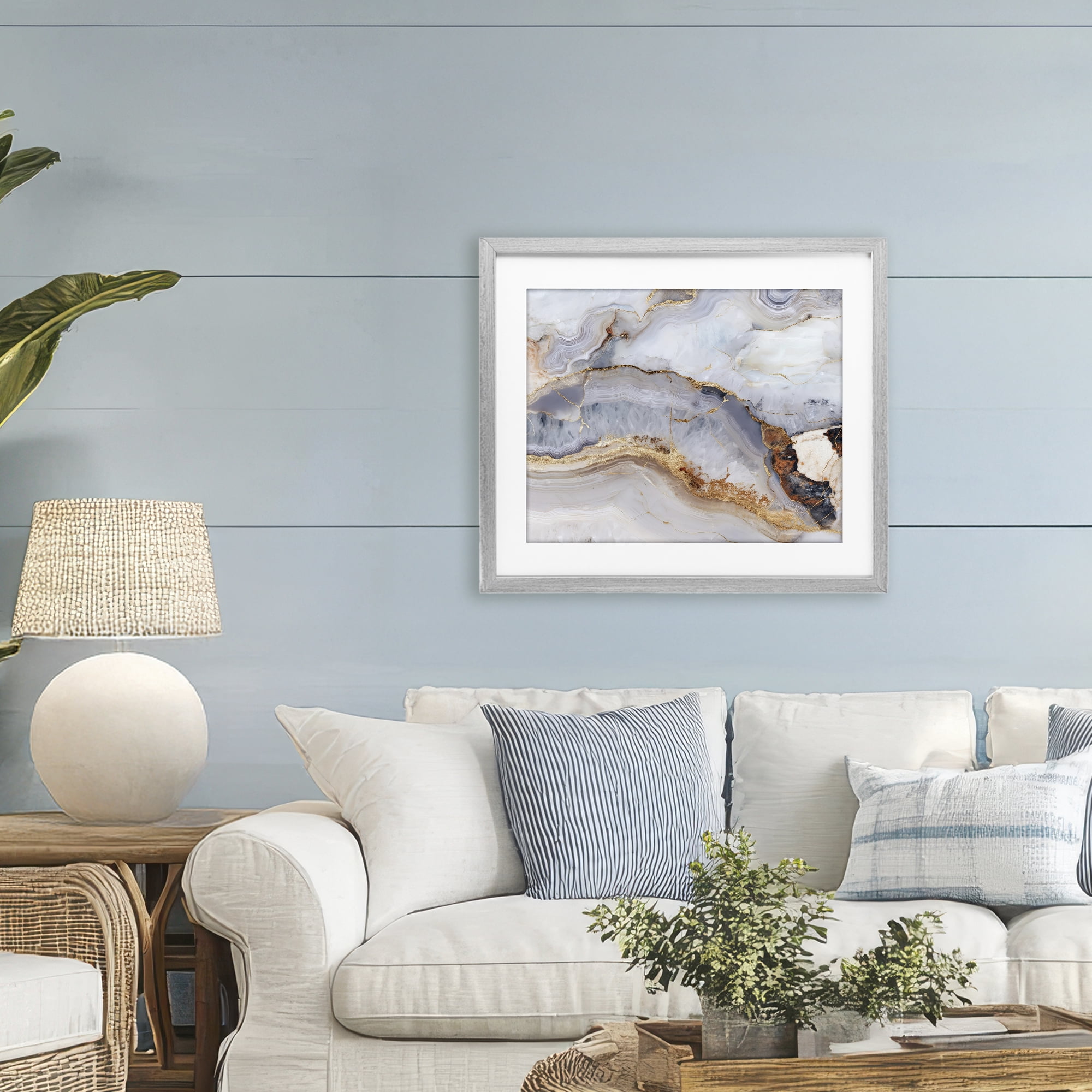 Stupell Industries Marbled Gold Stone Gray Framed Print Under Glass, design by Svetlana Aleynikova