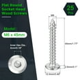 thumbnail image 2 of M6 x 45mm (25 Pack) 304 Stainless Steel Flat Round Socket Head Wood Screws, 2 of 7