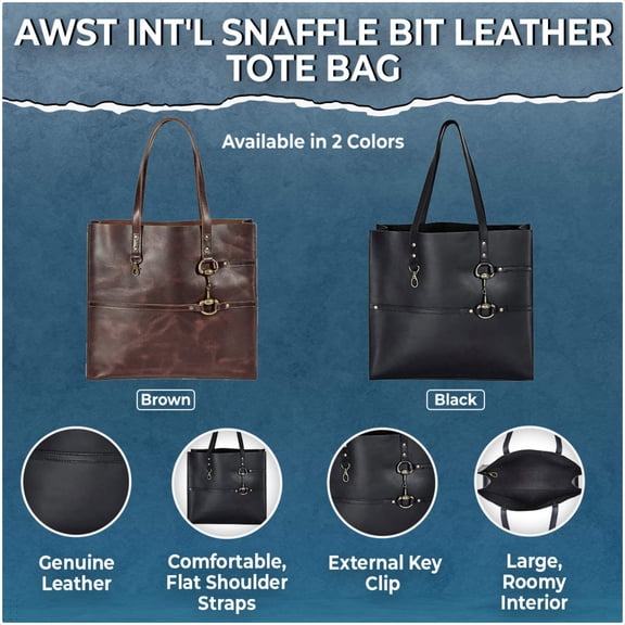 AWST Int'l Snaffle Bit Leather Tote Bag