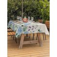 thumbnail image 3 of Outdoor Tablecloth with Umbrella Hole for Patio/Picnic/Party/Camping, Blue Hydrangeas Waterproof Table Cloth Rectangle Table Cover Washable, Spring Rustic Floral Butterflies Burlap (60"x 84"), 3 of 9