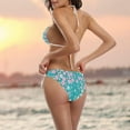 thumbnail image 5 of FREEAMG Cherry Blossom Flower Branch Pattern Spring Floral On Blue Sexy Two Piece Bikini Swimsuit Swimwear Set for Women, 5 of 6