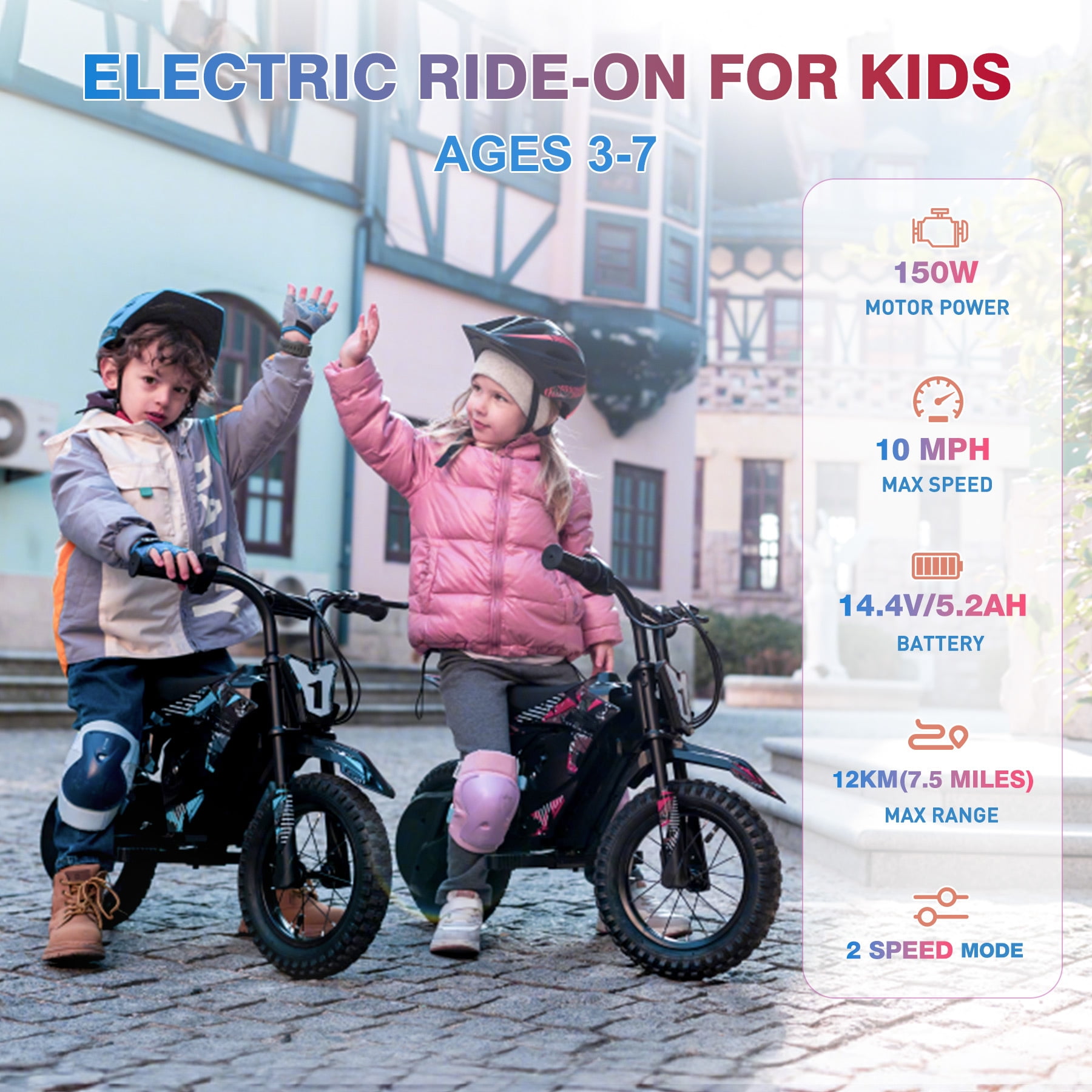 HOVERMAX Electric Dirt Bike, 150W Electric Motorcycle 10MPH Max Speed, Ride On Toys motocross for Kids
