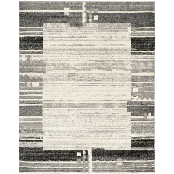 SAFAVIEH Evoke Roydon Bordered Runner Rug, Cream/Dark Grey, 2' x 8'