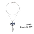 thumbnail image 3 of Ofertas Únicas 1 Pc Collar de Suéter Largo Ajustable Collar de Colgante Largo Totalmente Engastado en Diamantes 31.89" Tono Azul Plateado, 3 of 5