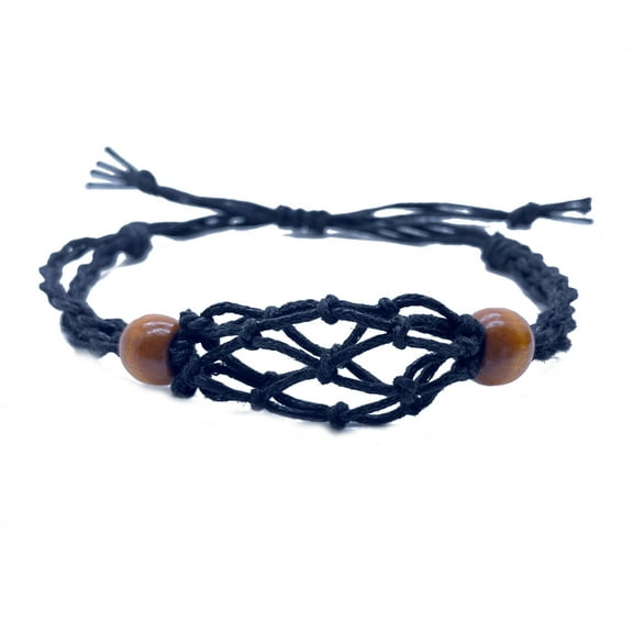 HGYCPP Natural Quartz Stone Cord Bracelet Hand Woven Bracelet Ropes Net Pocket Empty Stone Holder Wristband for DIY Jewelry